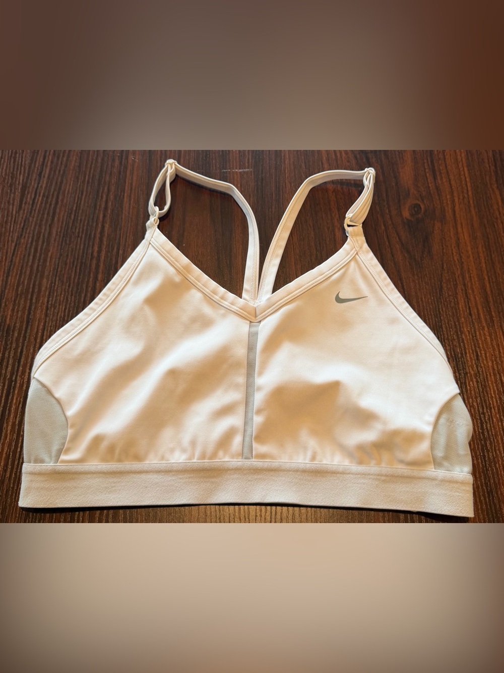 Nike Dri-FIT Women’s Off White Indy Light Support Strappy Mesh Sports Bra Size L